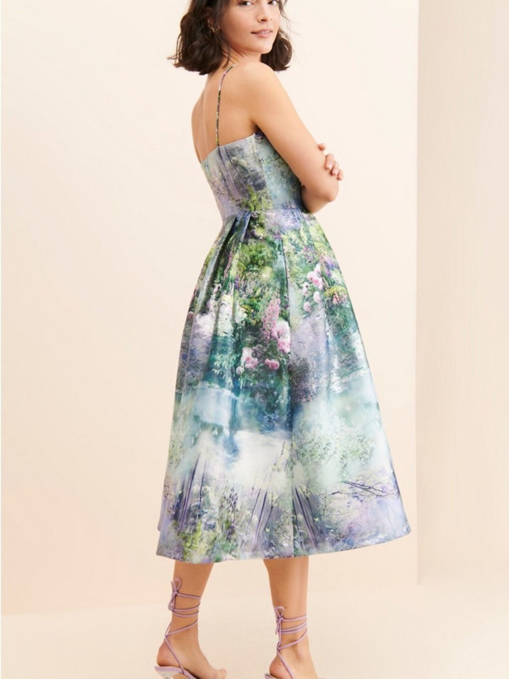 Monique Lhullier Garden Spaghetti Strap Midi Dress - Picture 4 of 5